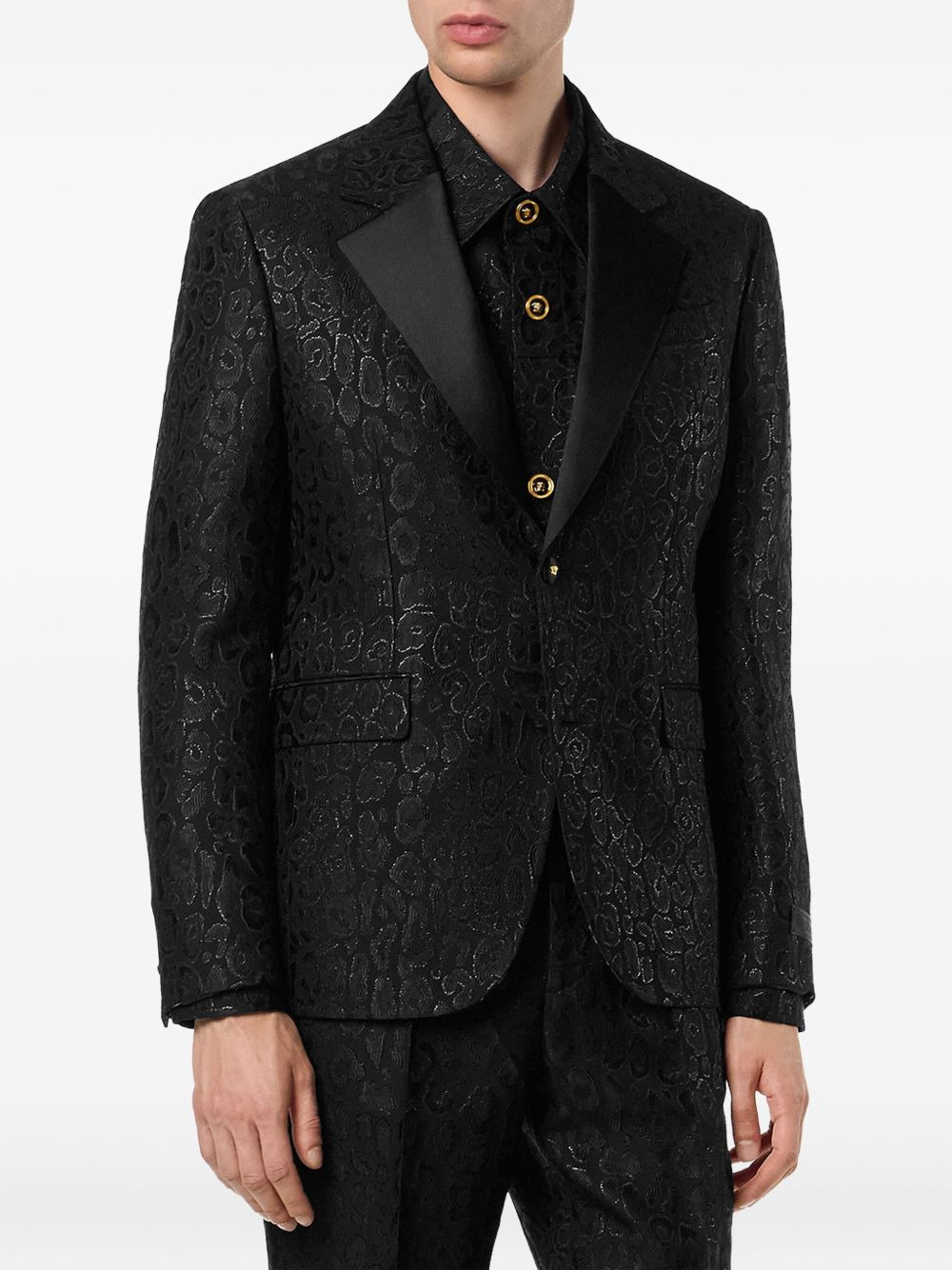 leopard-print satin-lapel blazer - 3