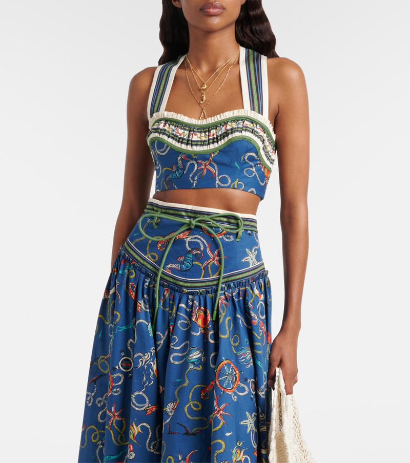 ALÉMAIS Cove printed halterneck cotton crop top outlook