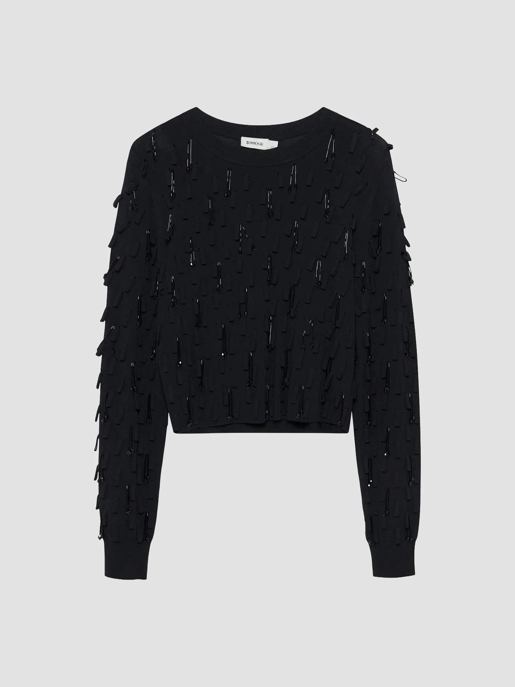 Women's Myra Fringe Long-Sleeve Sweater - Black - 1