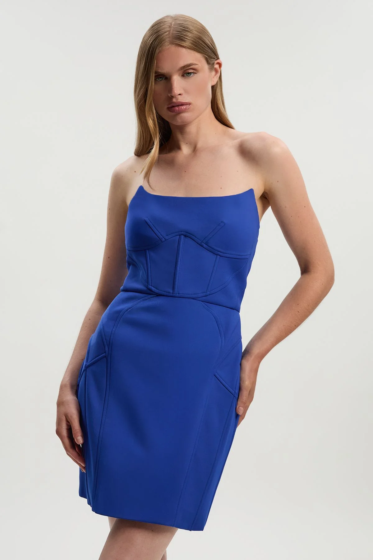 Tailored Scuba Corset Detail Mini Dress - 1