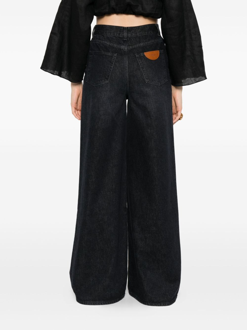 buttoned wide-leg jeans - 4