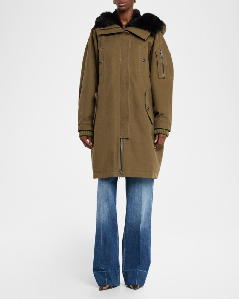 Dolce & Gabbana Lamb Shearling Lined Oversized Hooded Bomber Jacket outlook
