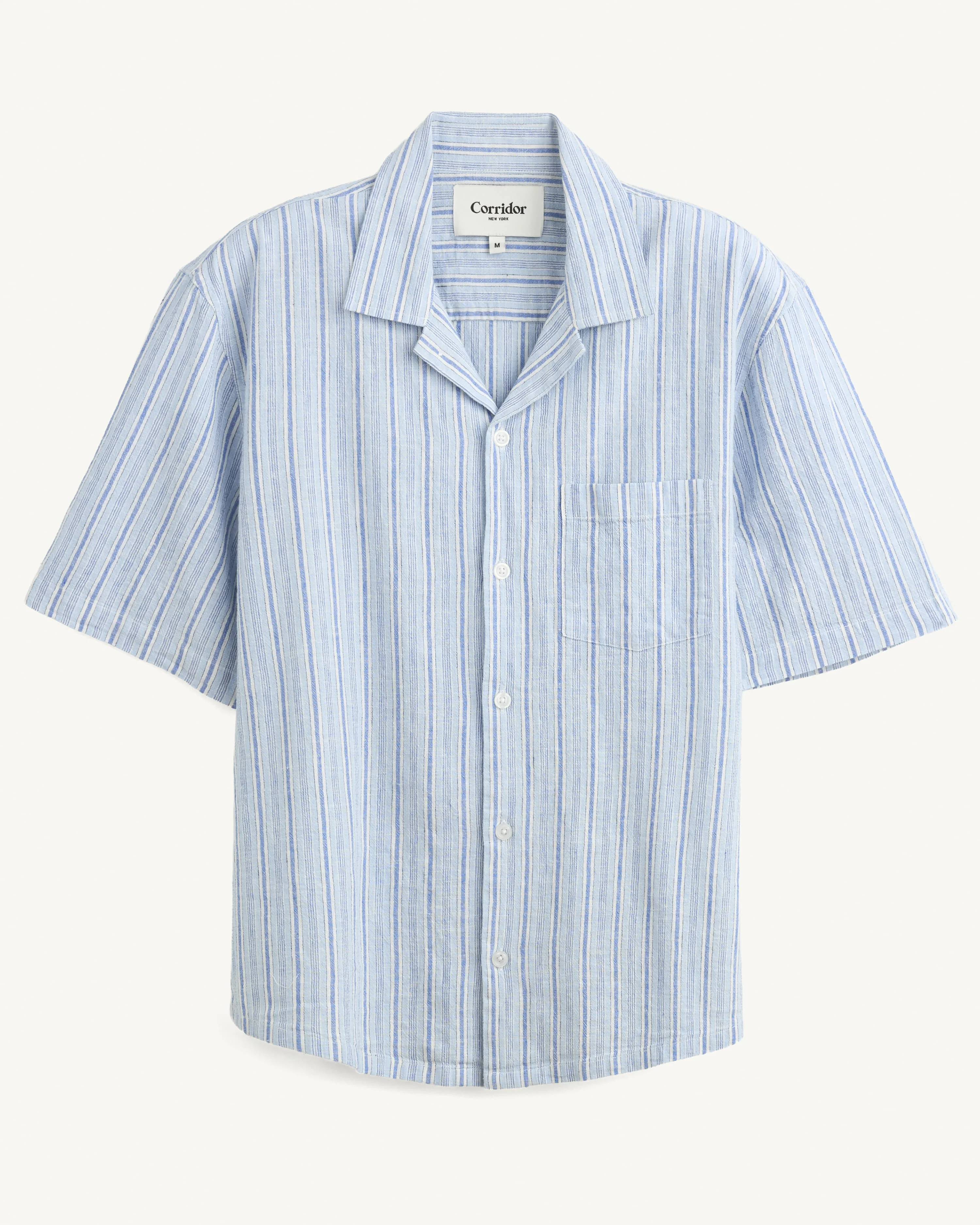 LINEN BROADSTRIPE SS - BLUE - 1