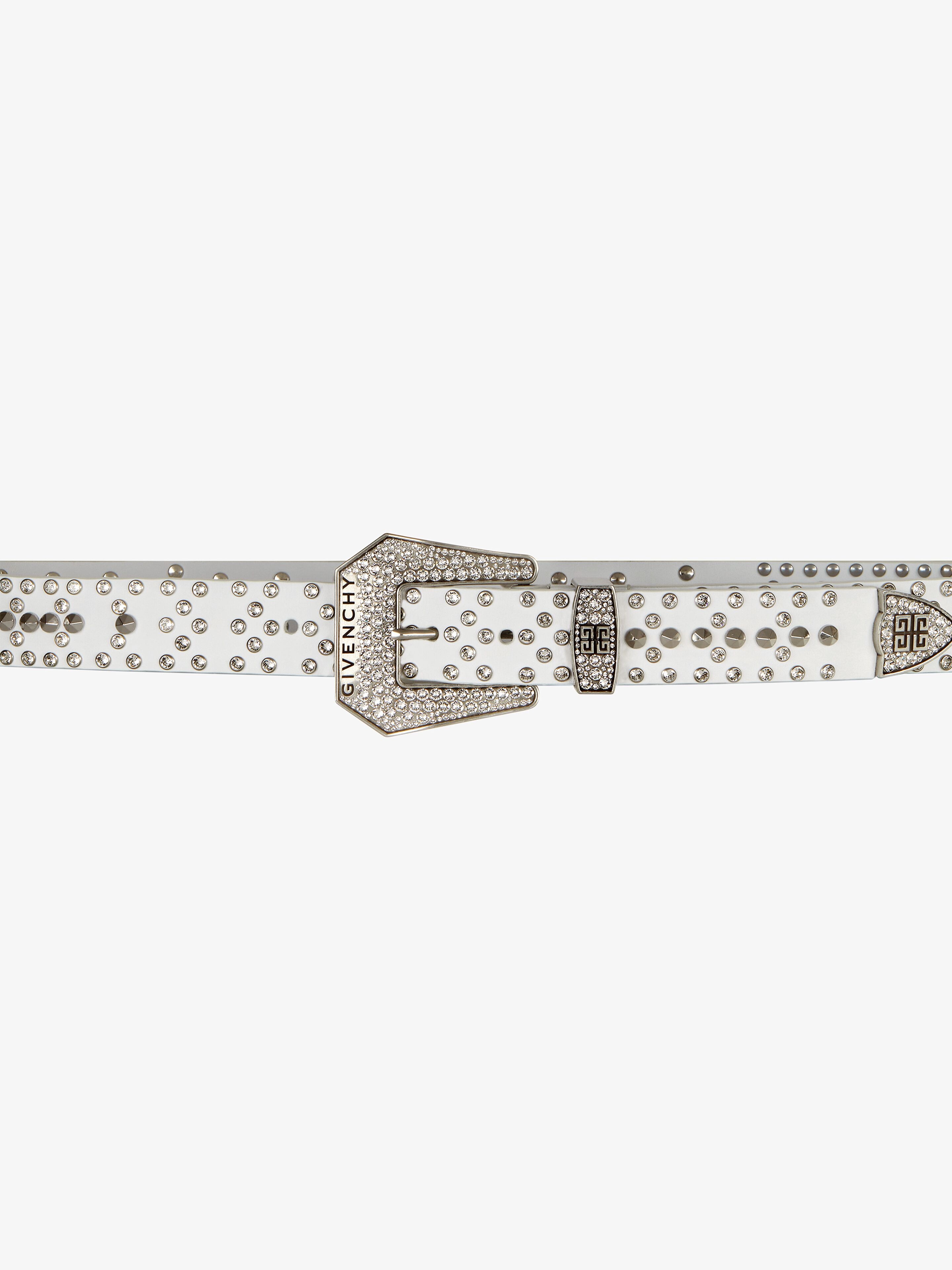 BELT IN LEATHER WITH STUDS AND CRYSTALS - 2
