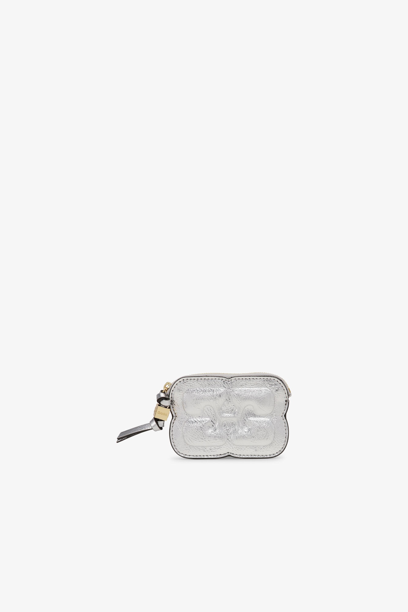 SILVER METALLIC GANNI BOU ZIPPED WALLET - 1