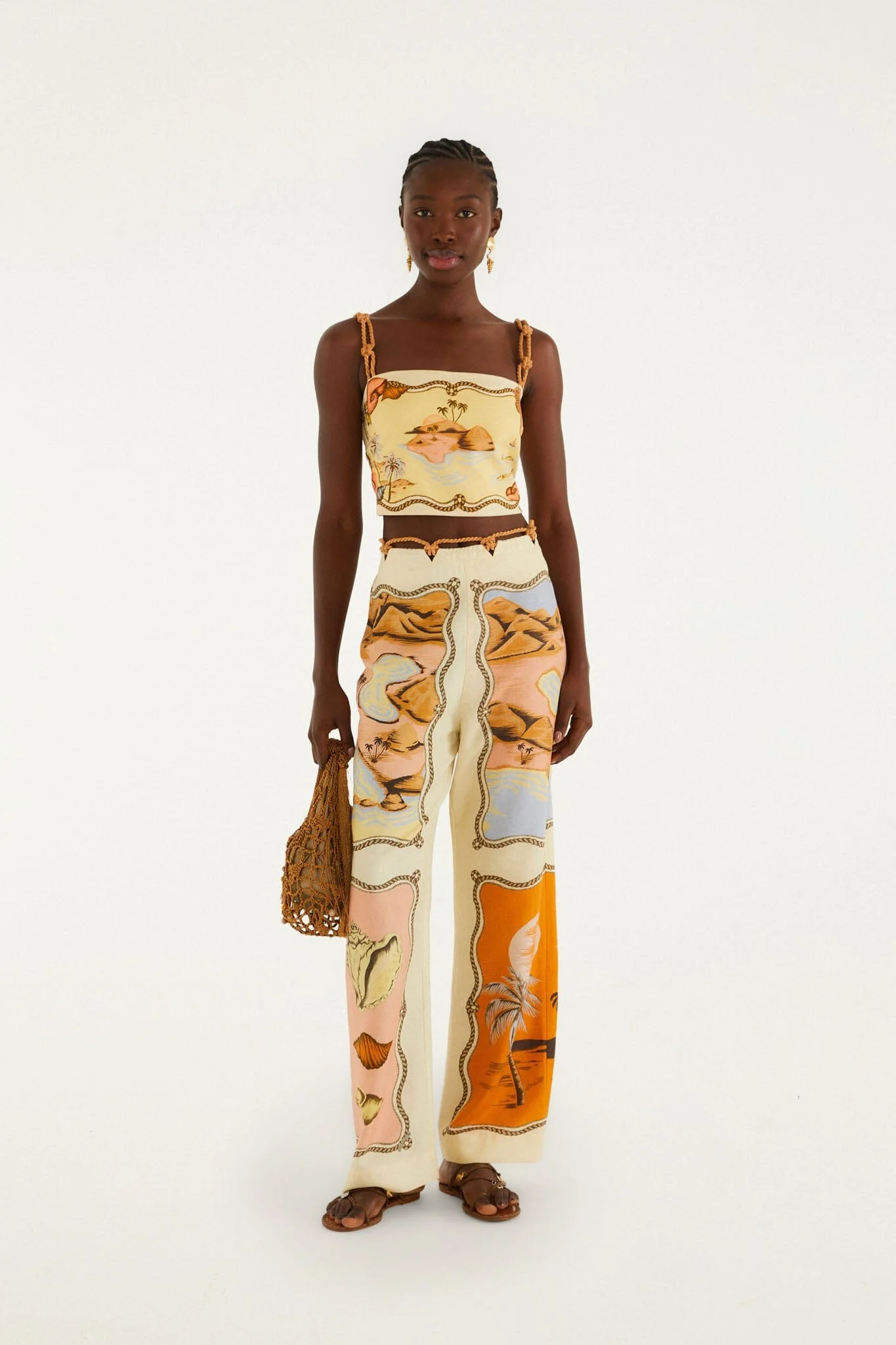 Multicolor Rio Souvenir Scarves Rope Detail Pants - 1