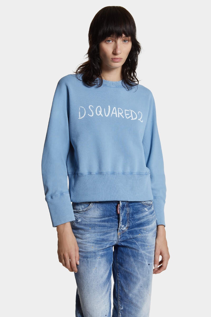 WHITE FADE DEAN FIT HANDWRITTEN LOGO SWEATSHIRT - 3
