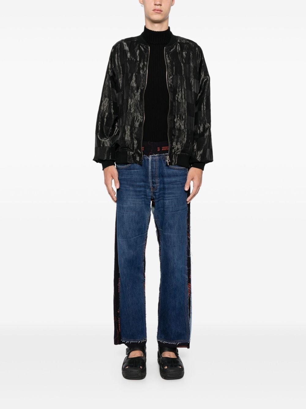 contrast-panel straight-leg jeans - 2
