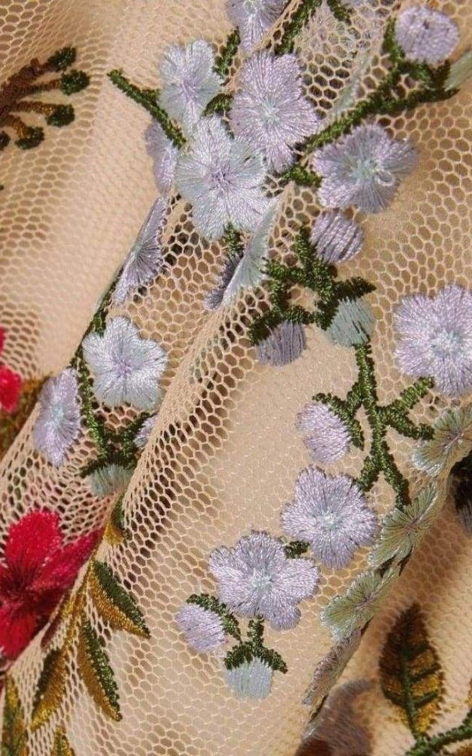 Embroidered Tulle Maxi Dress - 6
