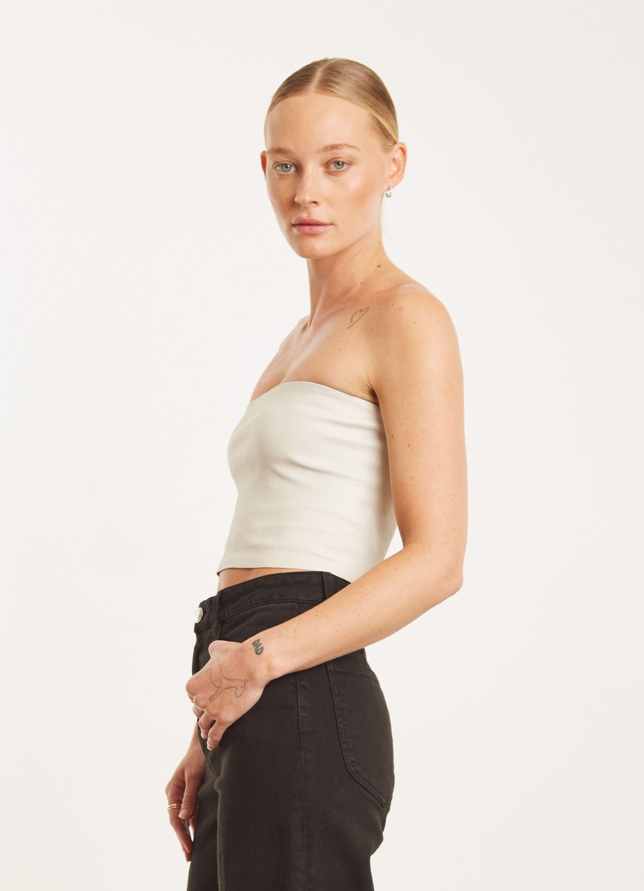 CHALK LEATHER MICRO TUBE TOP - 2