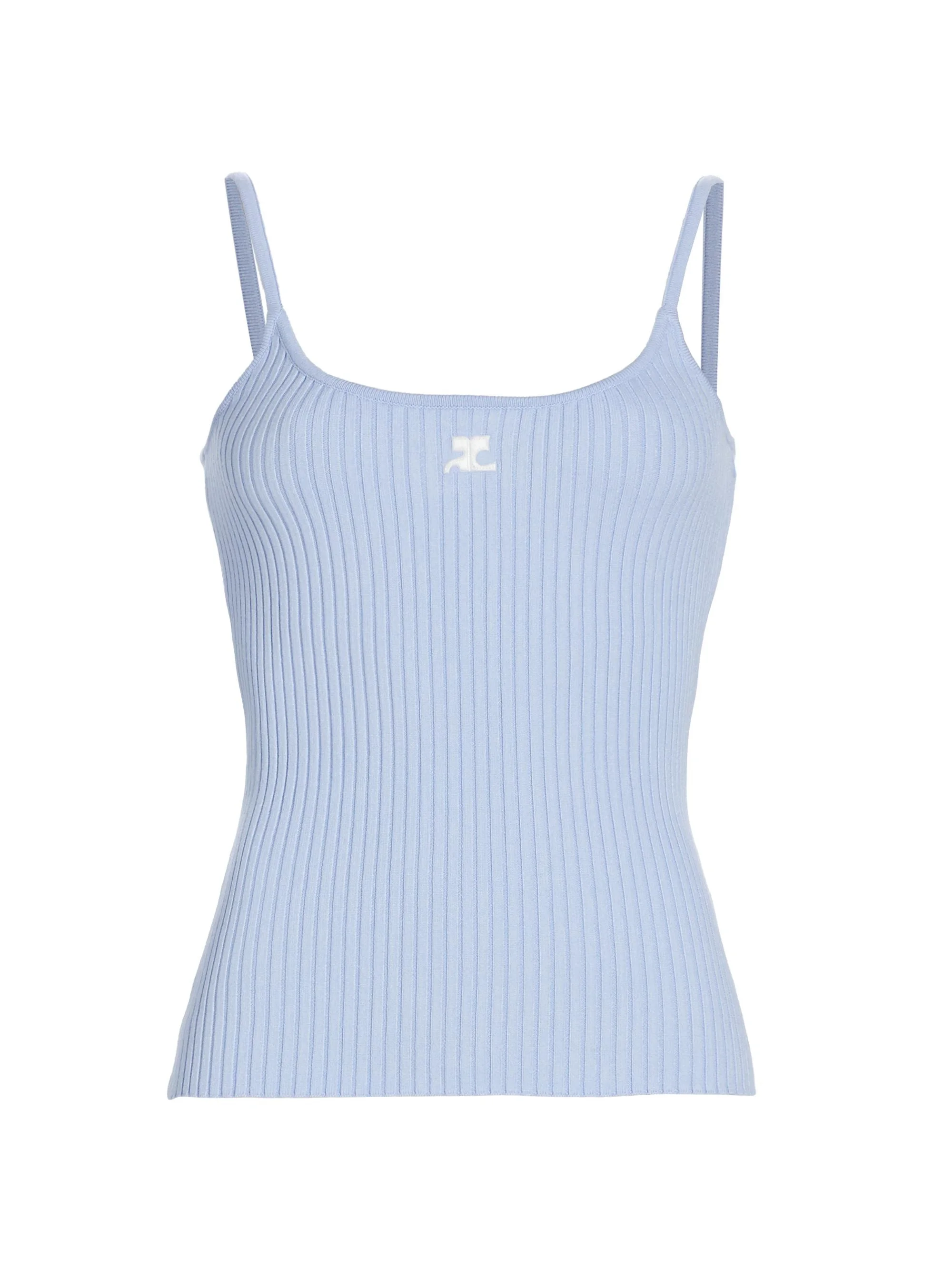 Women's Embroidered Rib-Knit Camisole - Sky - 1