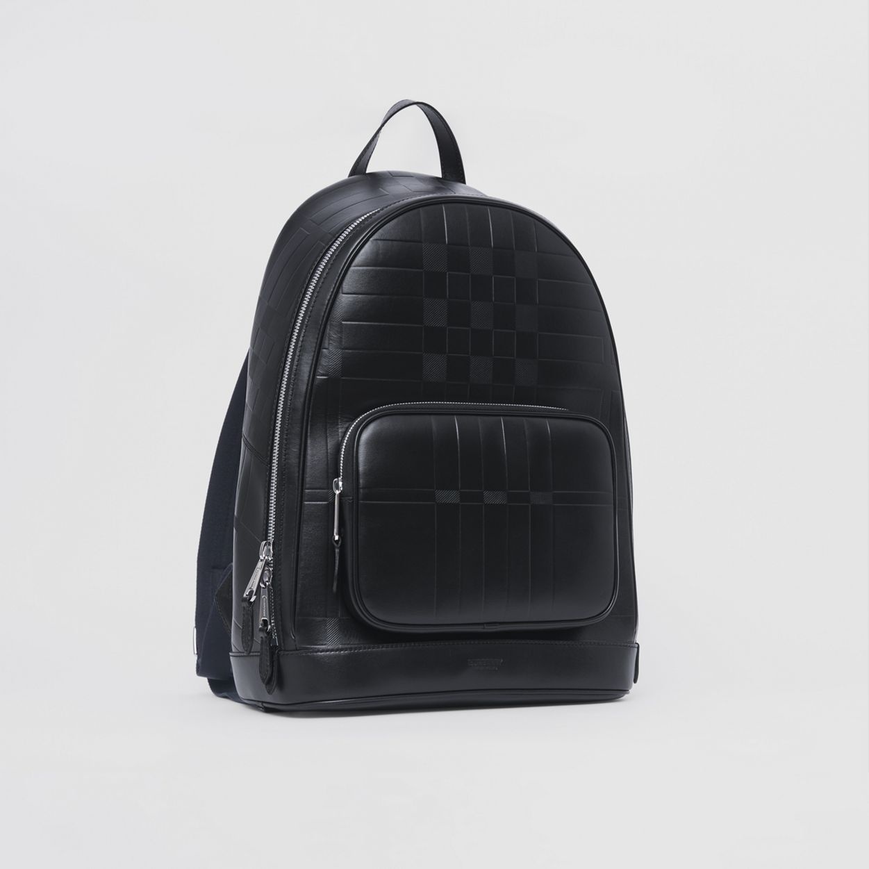 Embossed Check Leather Backpack - 7