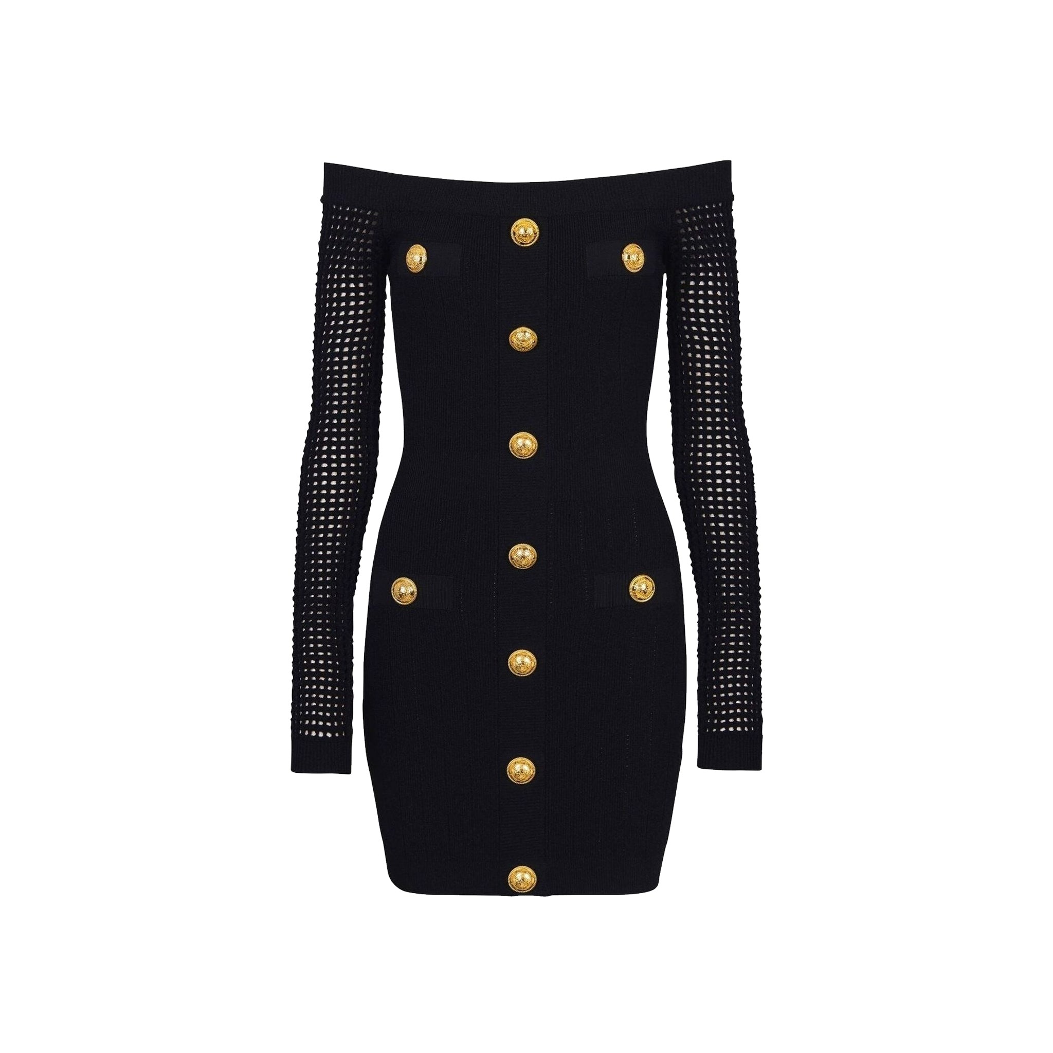 Balmain Off Shoulder Mini Dress - 1