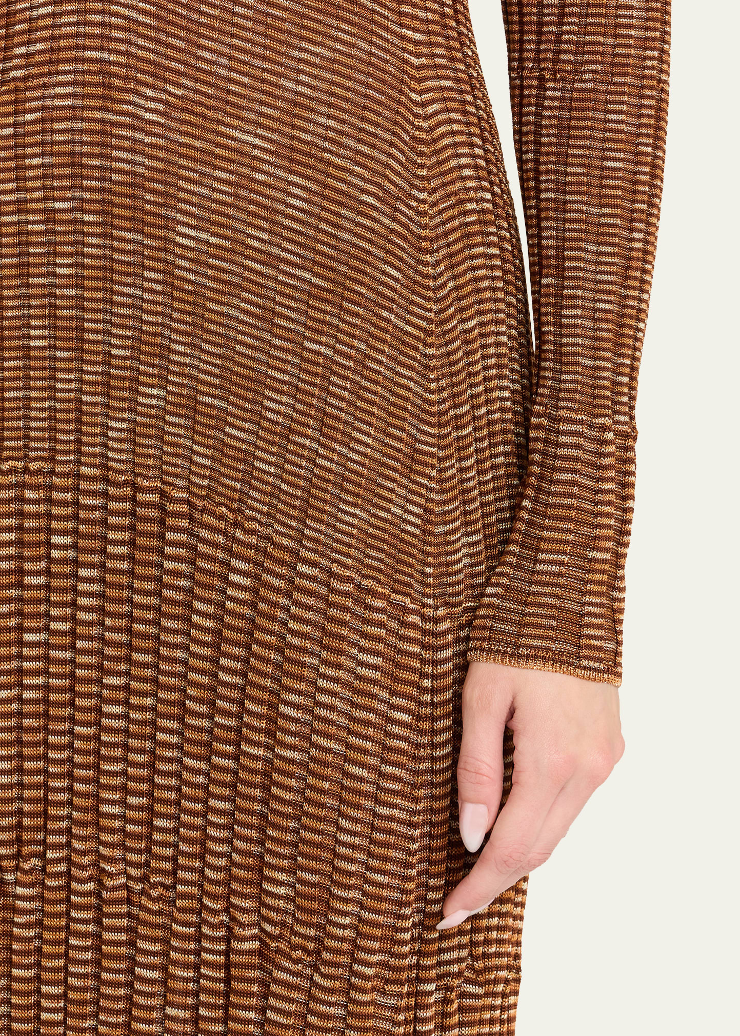 Long-Sleeve Mouline Midi Dress - 5