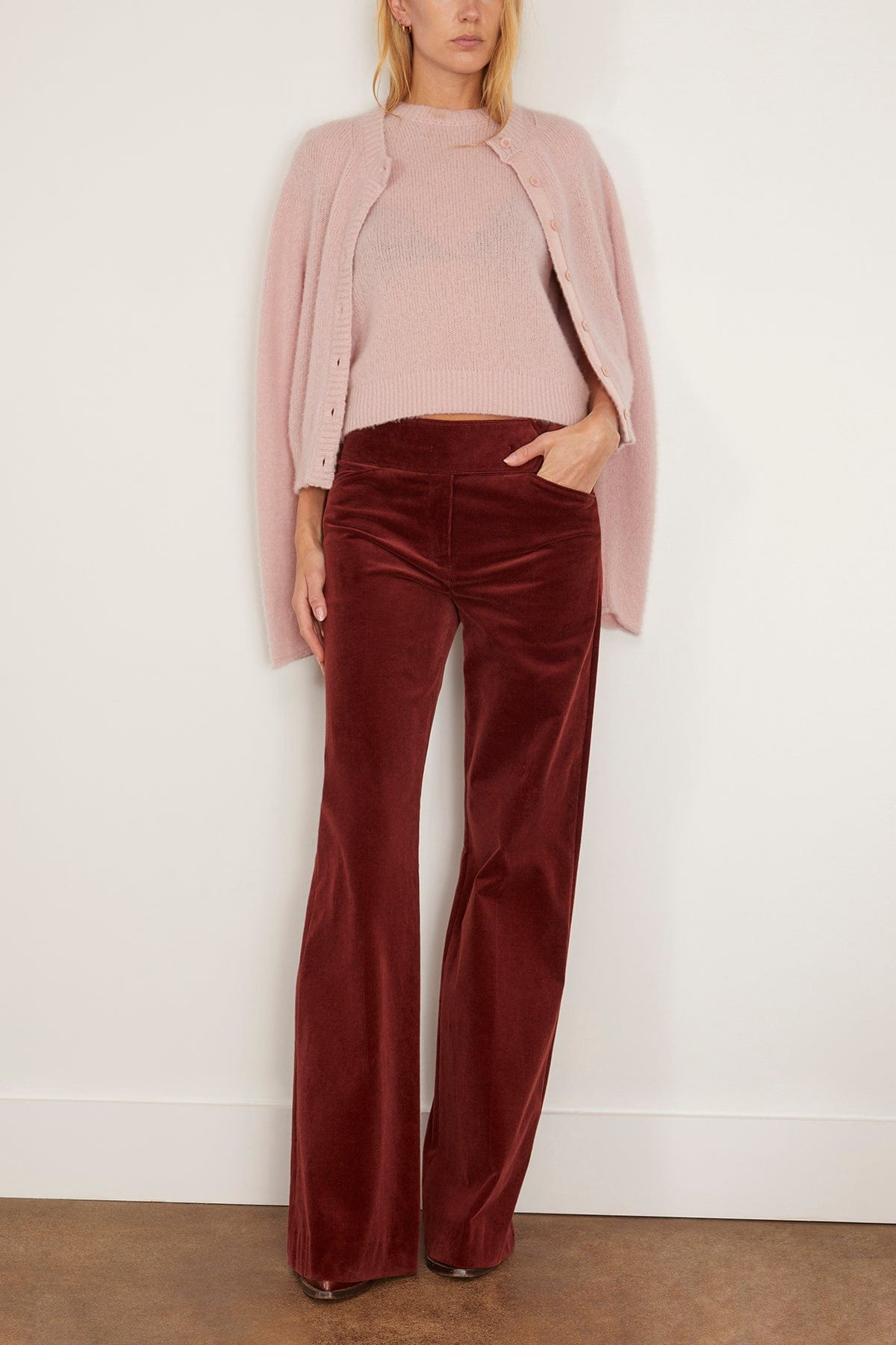 Twisted Structure Pant in Maroon - 2