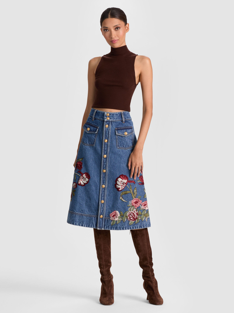 DAHLIA EMBROIDERED DENIM SKIRT 3
