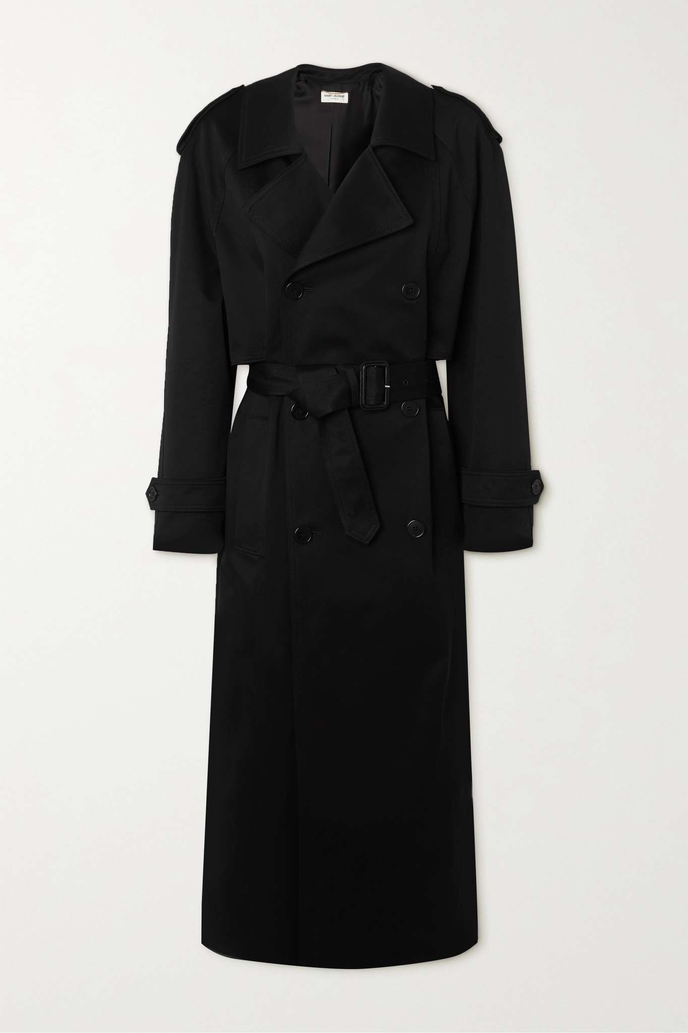 Double-breasted belted cotton-twill trench coat - 1