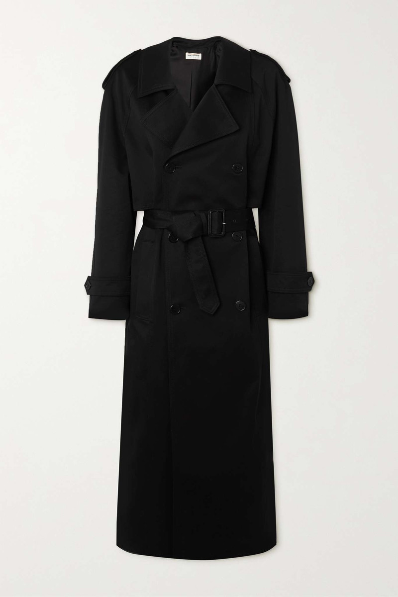 Double-breasted belted cotton-twill trench coat 1