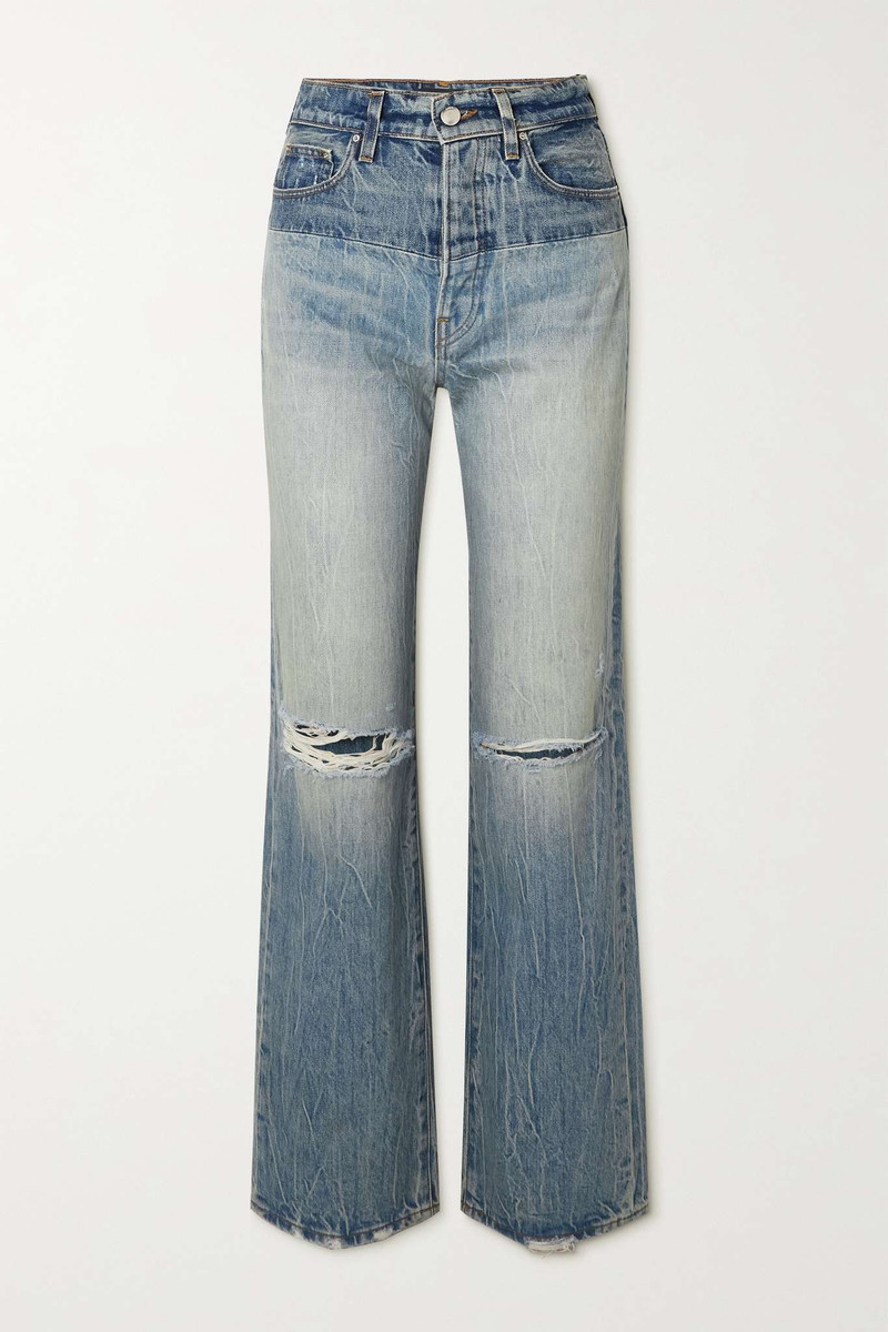 Distressed high-rise straight-leg jeans - 1