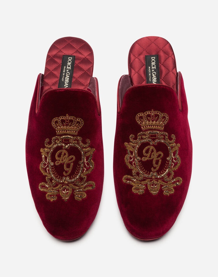 Velvet slippers with embroidery - 4