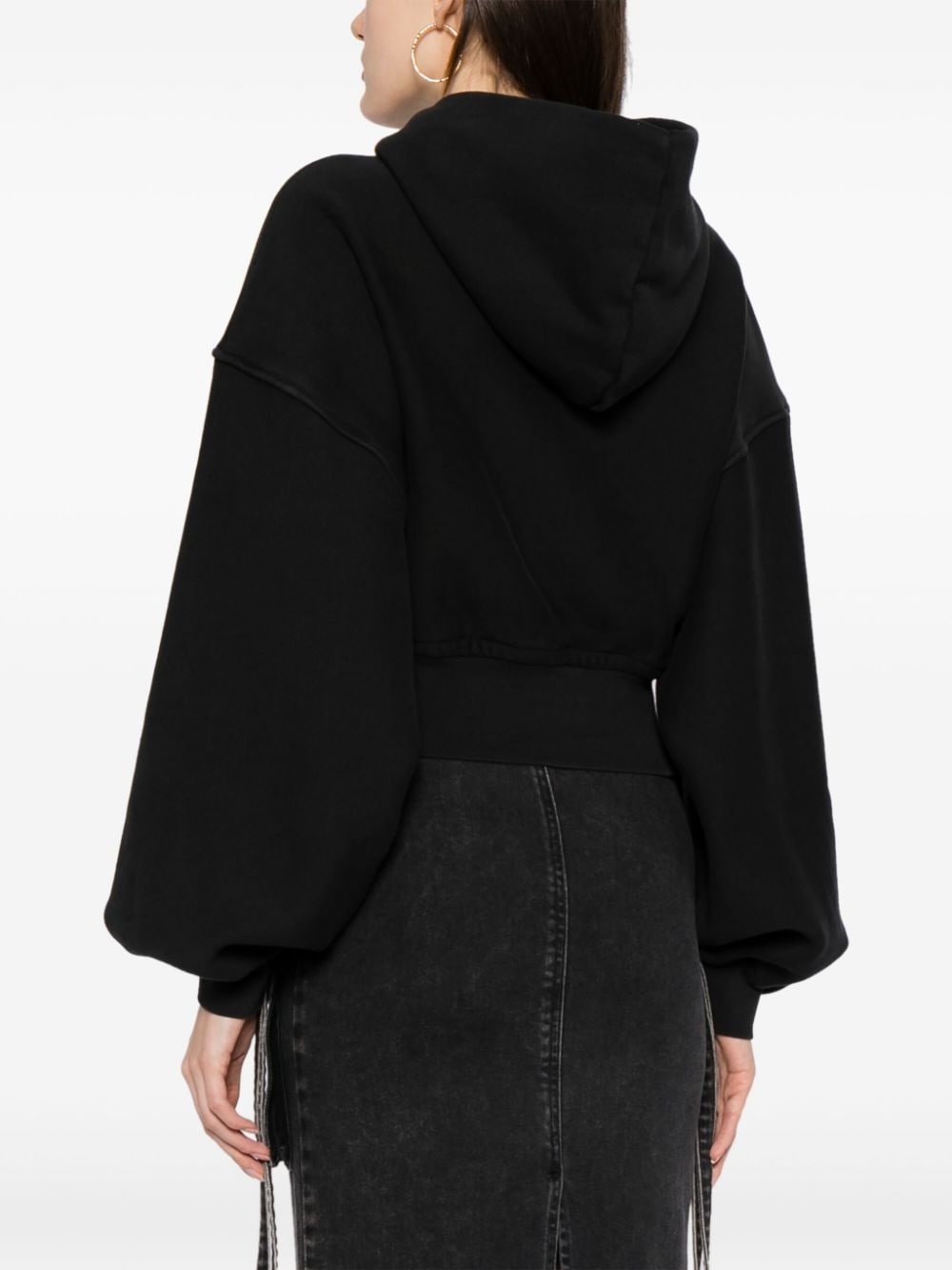 cropped zip-up cotton hoodie - 4
