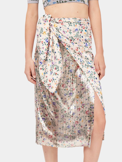 Paco Rabanne MAXI FLORAL-PRINTED BEIGE SKIRT outlook