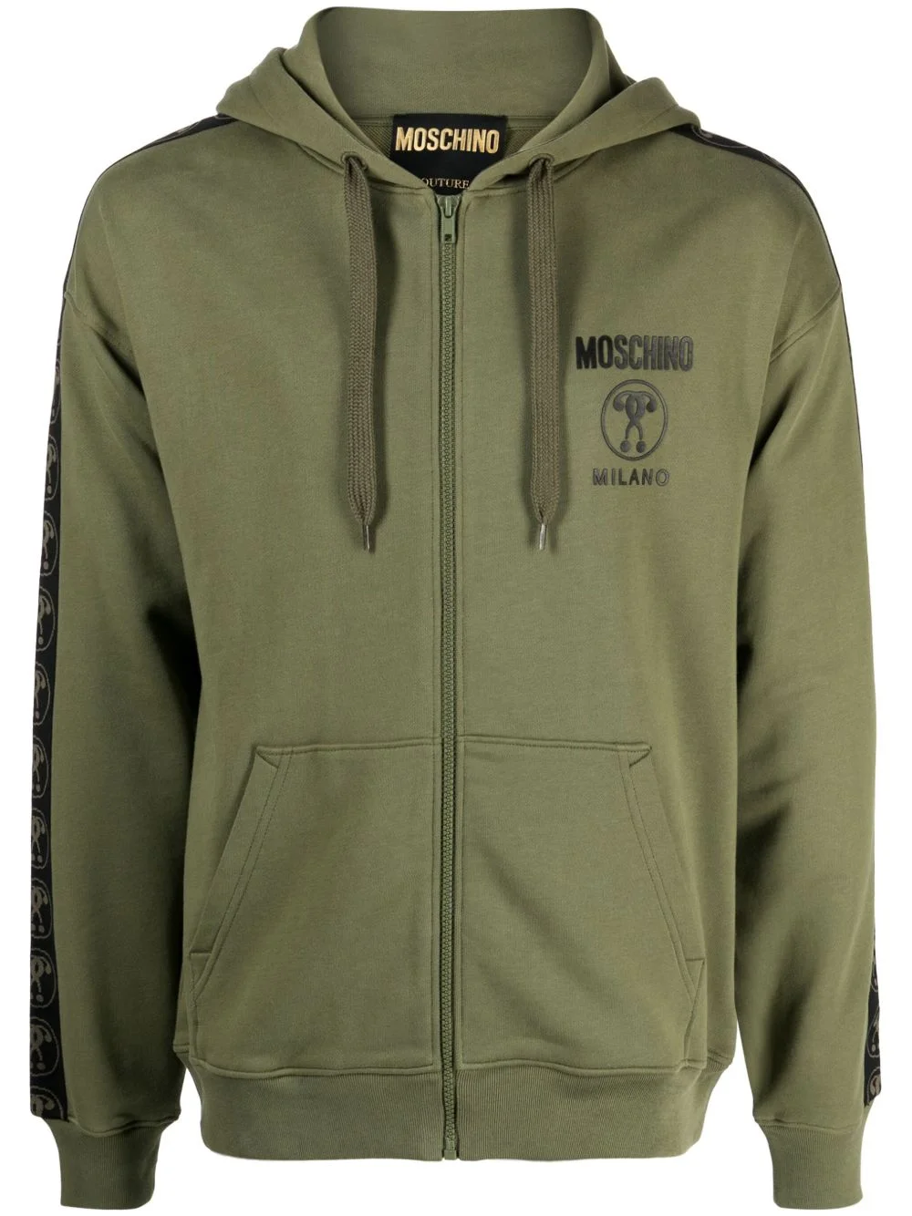 logo-print zip-up organic cotton hoodie - 1