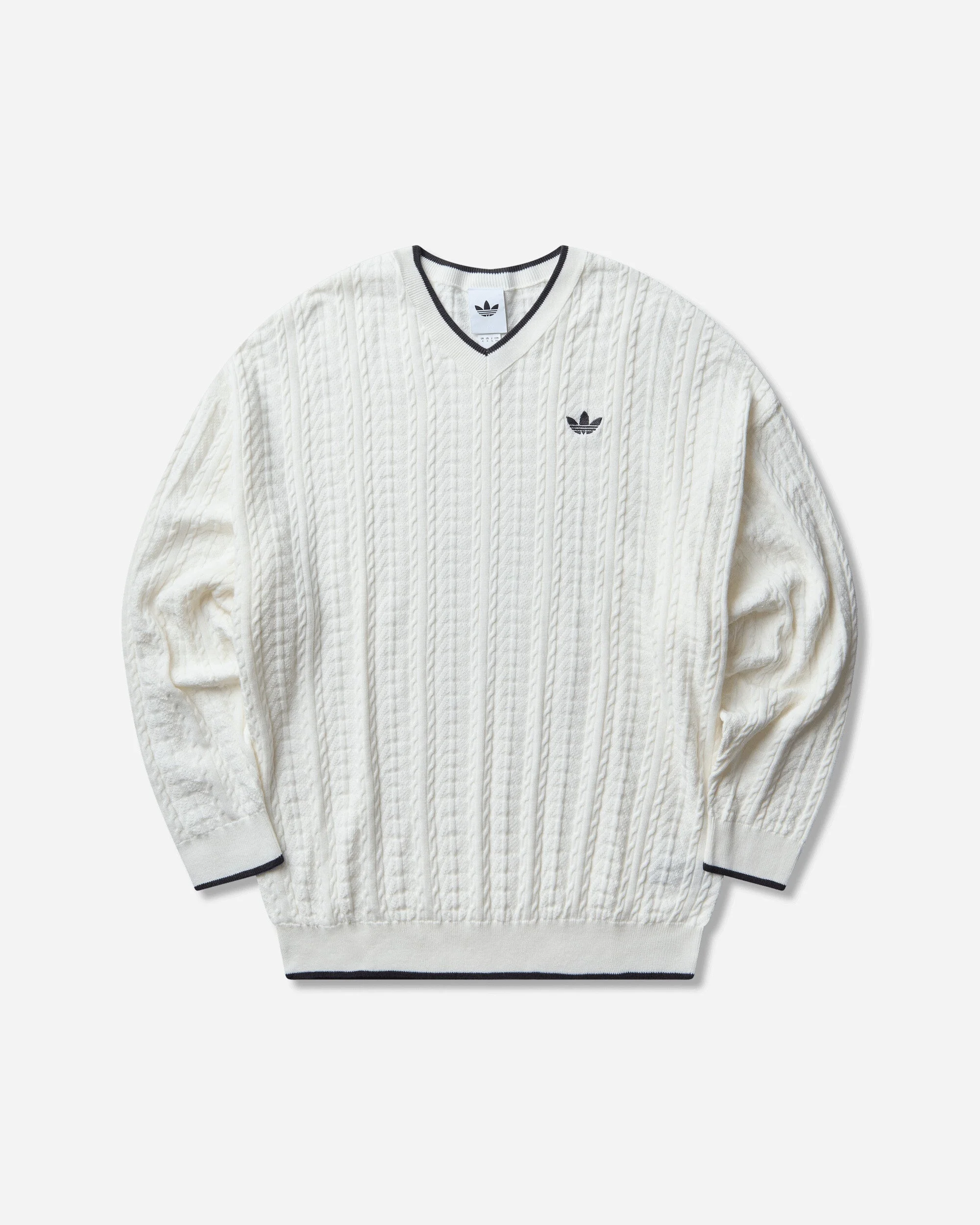 Men's Cable KnIt V-Neck Sweater Cloud White - 1