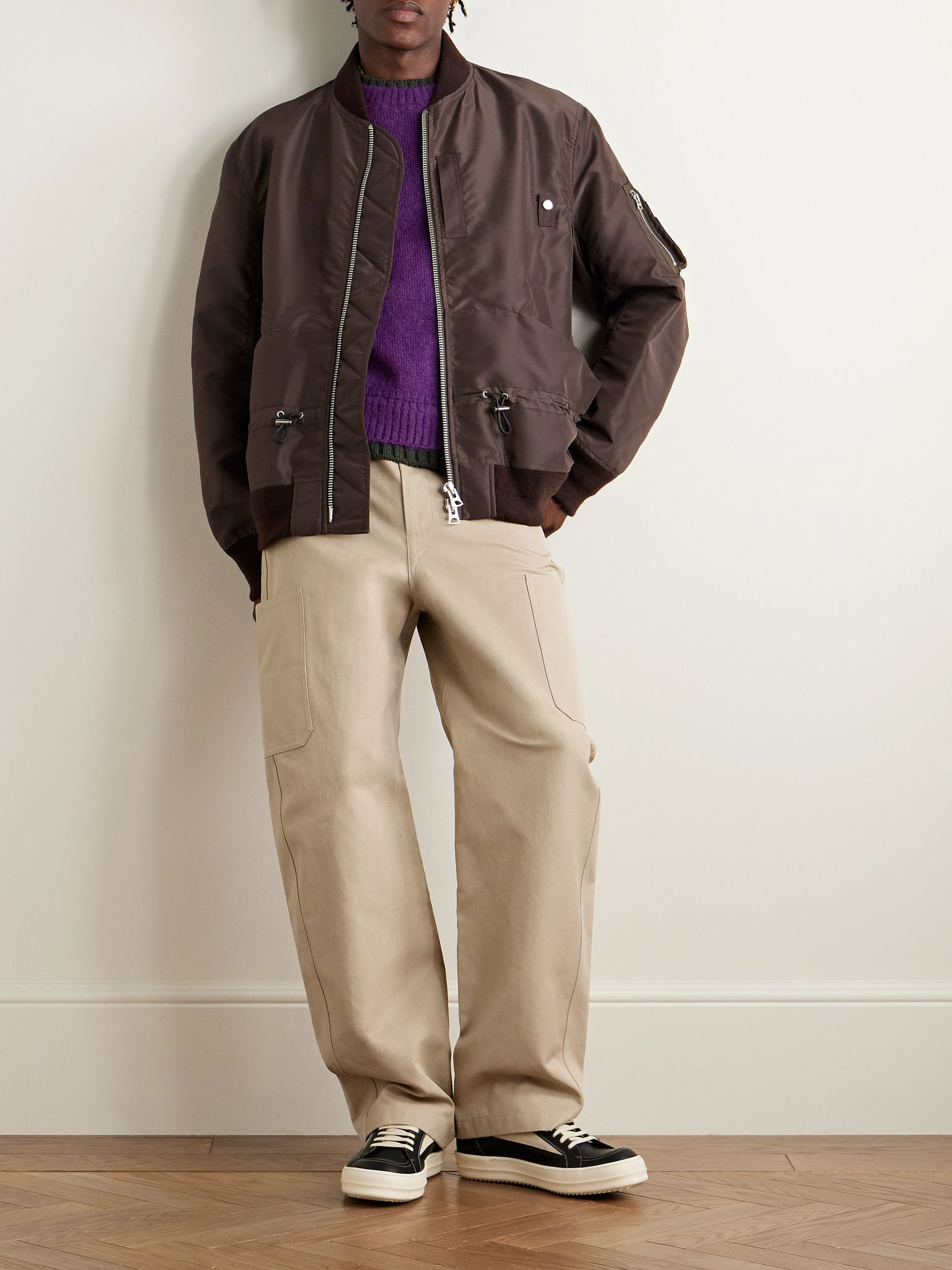 Wide-Leg Cotton-Canvas Cargo Trousers Beige - 2