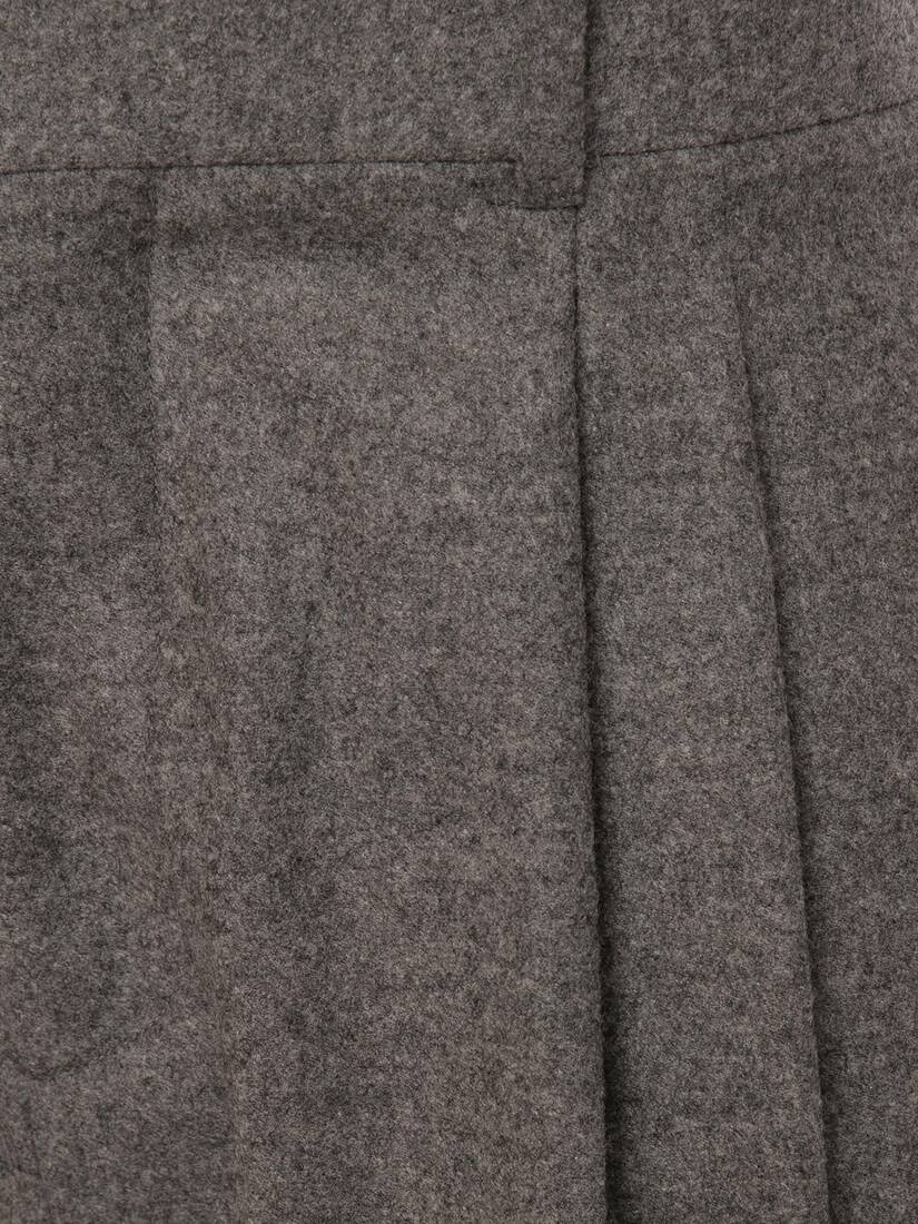 Wool Flannel Tailored Peg Trousers in Grey Melange - 2
