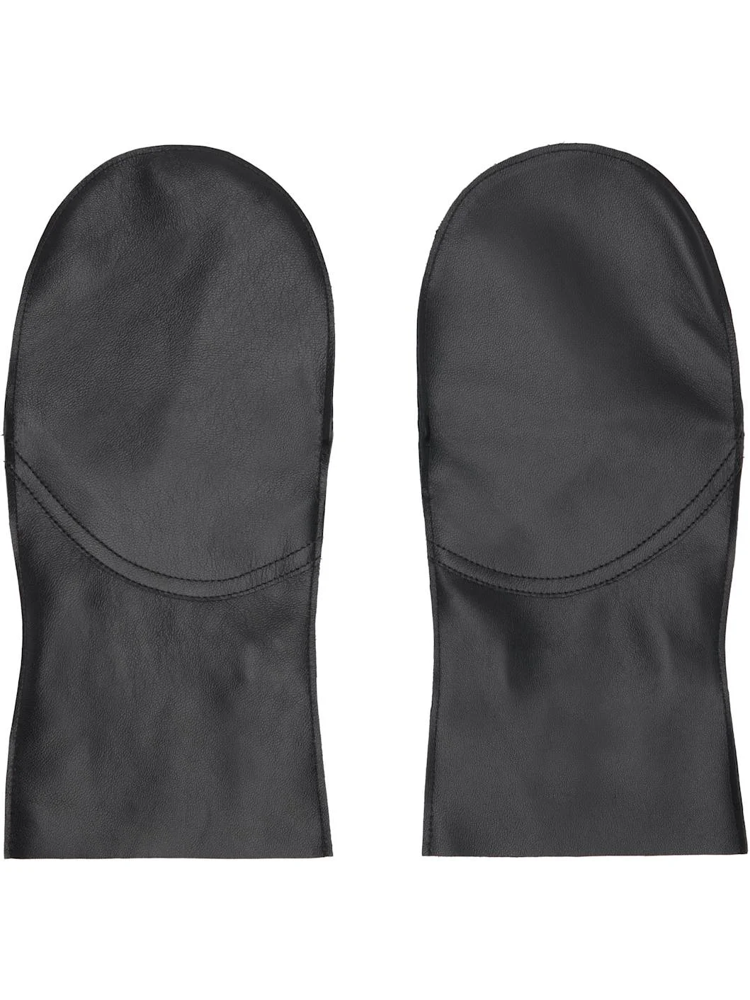 Black Leather Mittens - 1