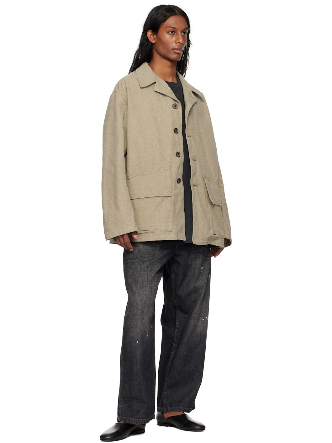 Beige Cotton Caban Jacket - 4