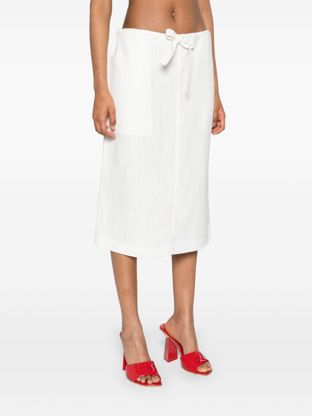contrast-stitching drawstring midi skirt - 3