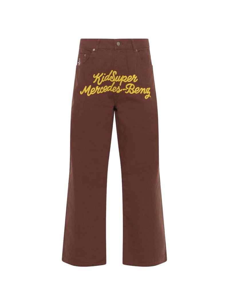 x Mercedes Benz logo-embroidered wide-leg trousers 1