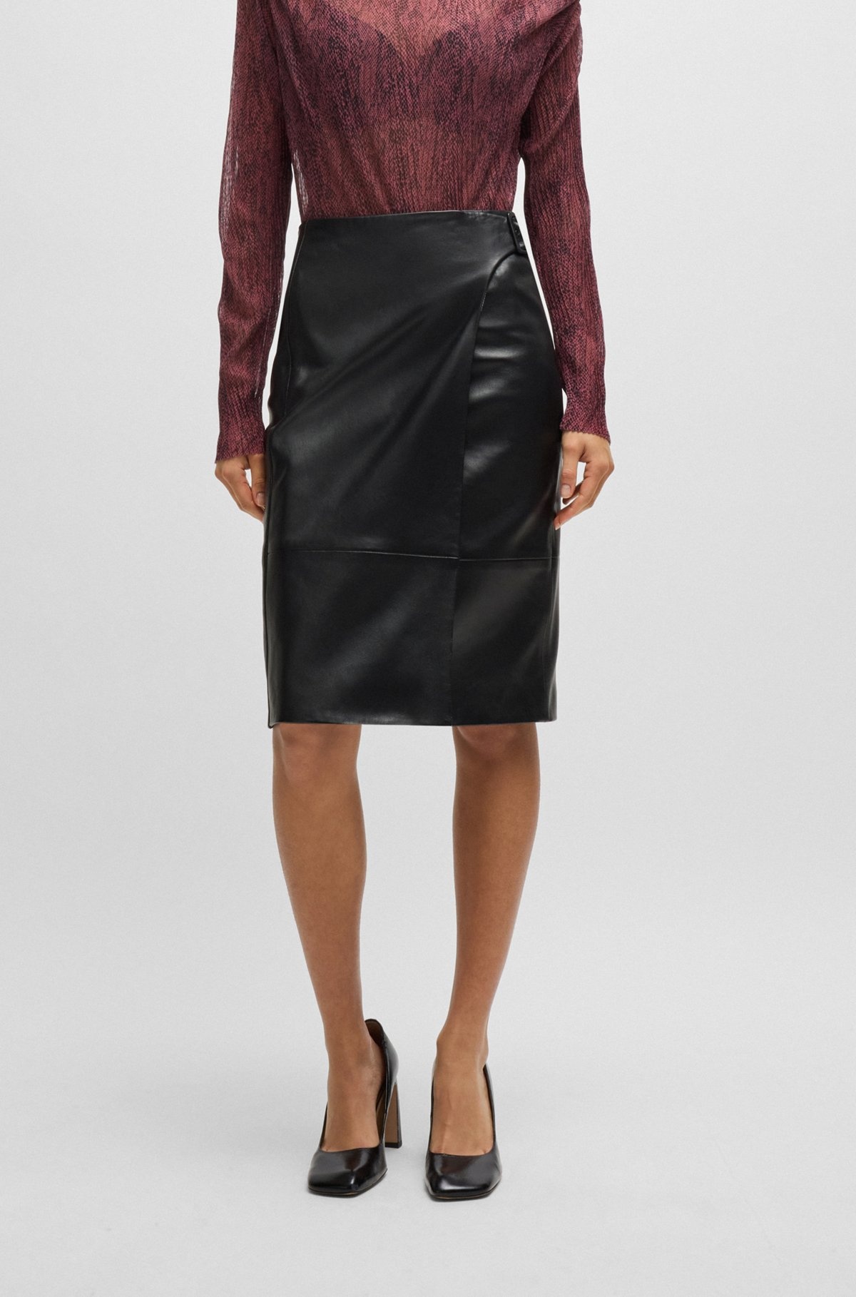 LEATHER SKIRT WITH STRAP DETAIL - 2