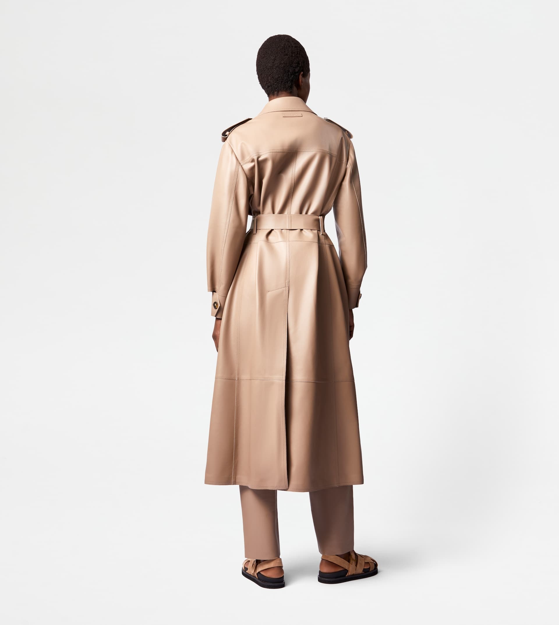 TRENCH COAT IN LEATHER - BROWN - 3