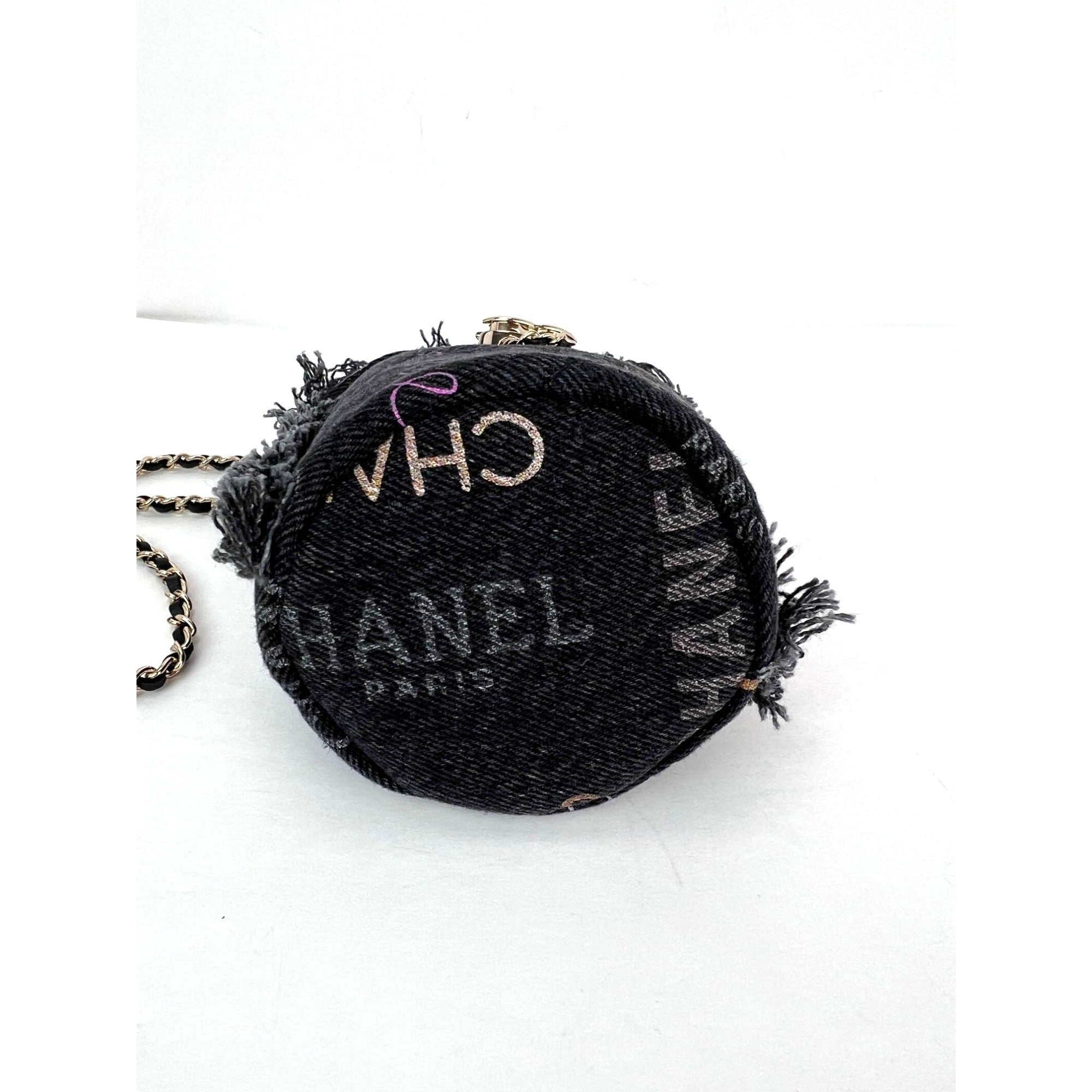 Chanel Denim Quilted Mood Mini Bucket With Chain Black - 5