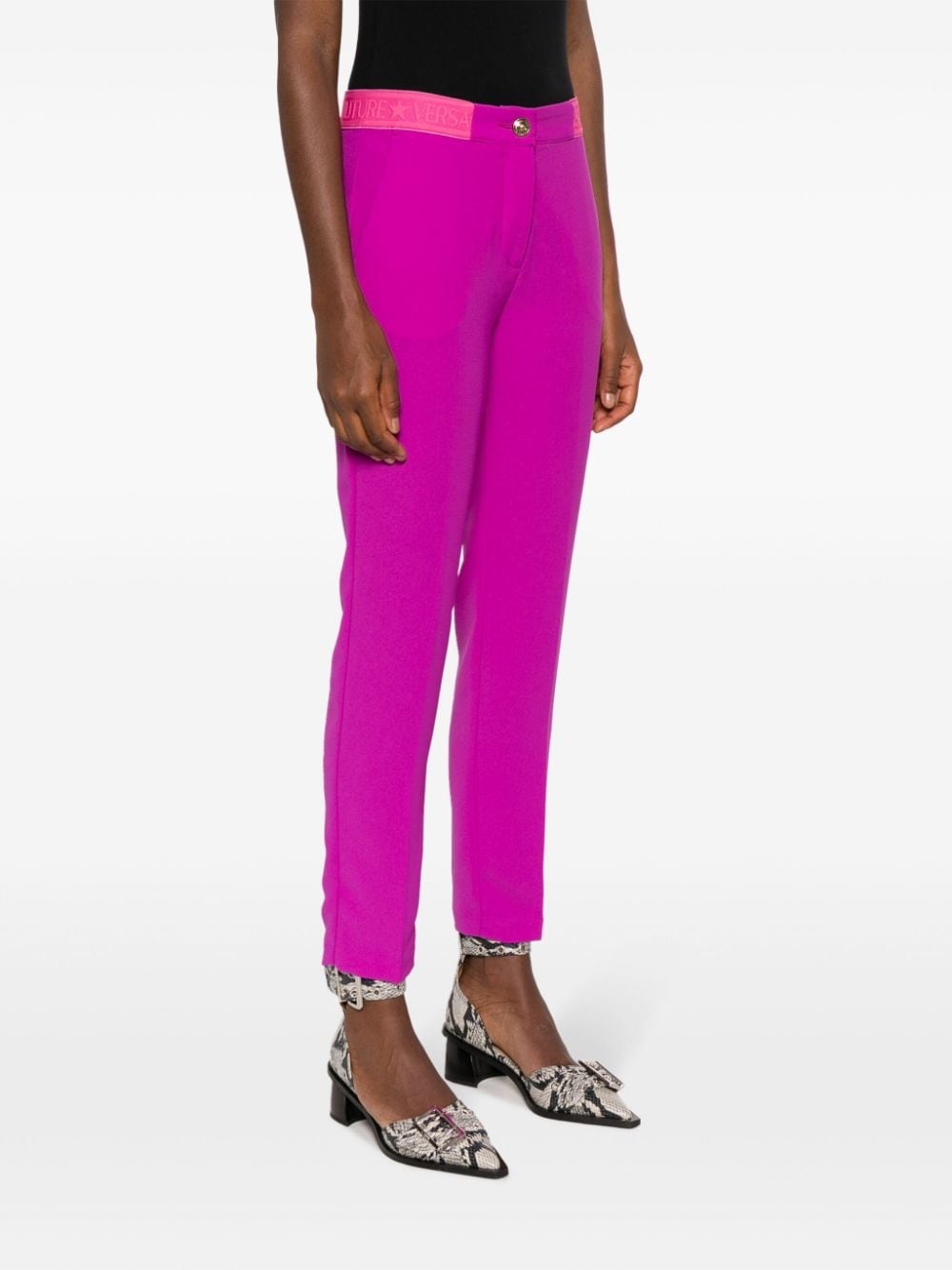 logo-waistband slim trousers - 3