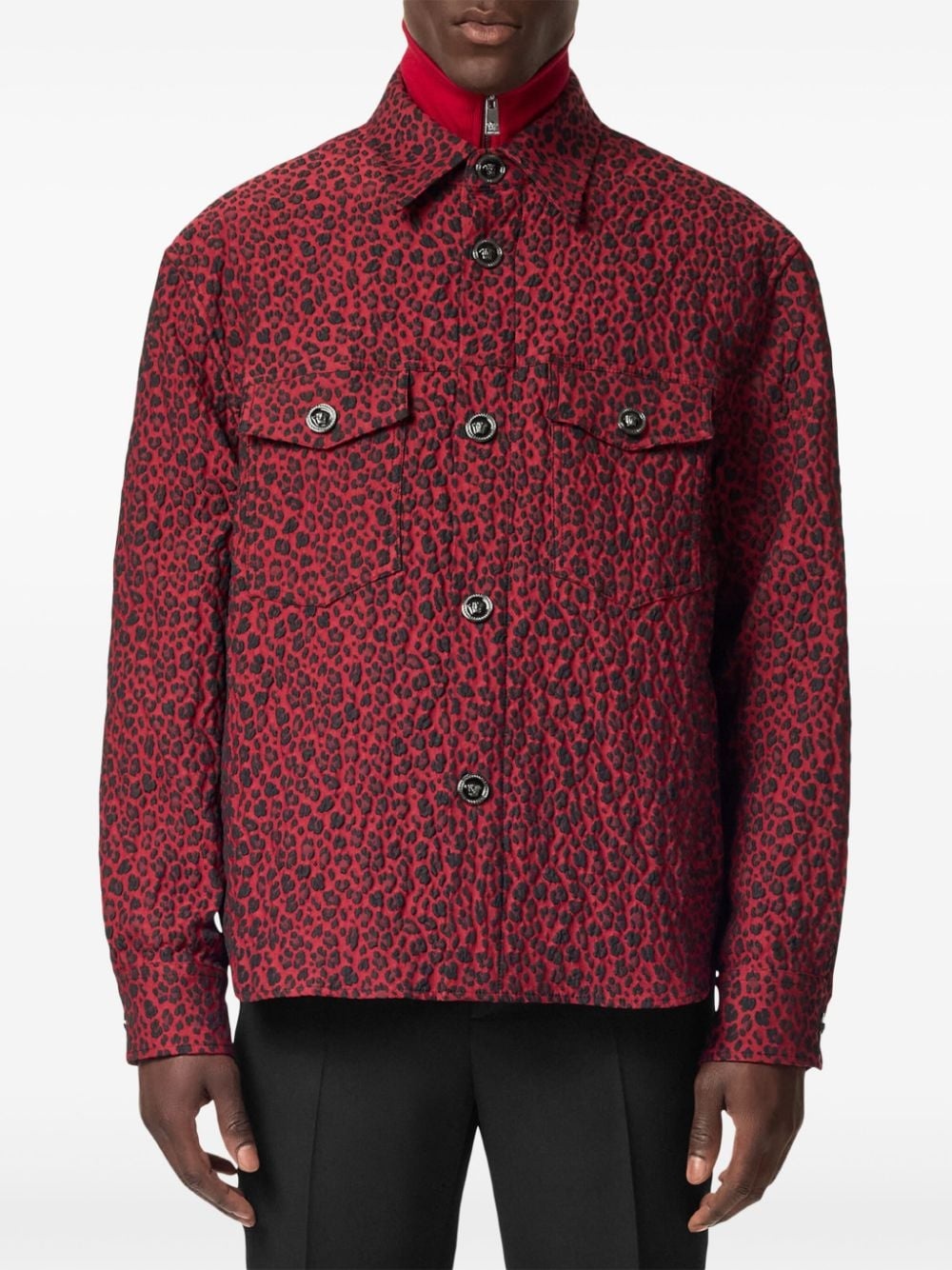leopard-jacquard jacket - 3