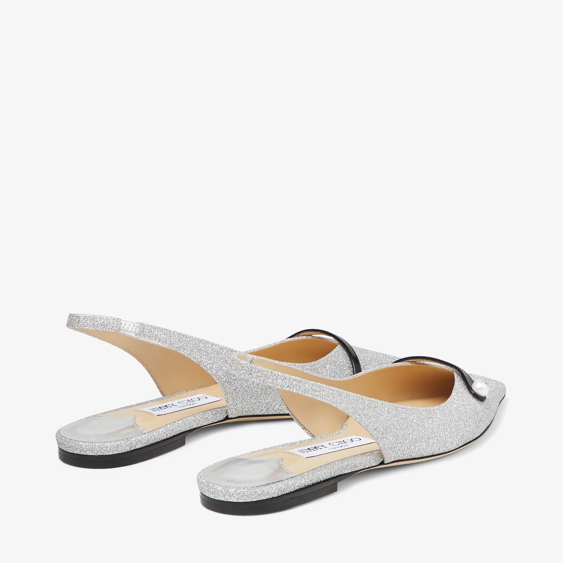 Amita Flat
Black Patent Slingback Flats with Glitter - 5