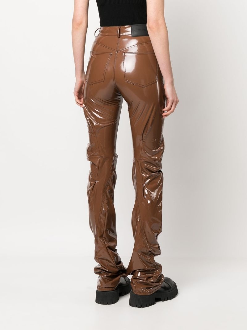 draped patent-leather trousers - 4