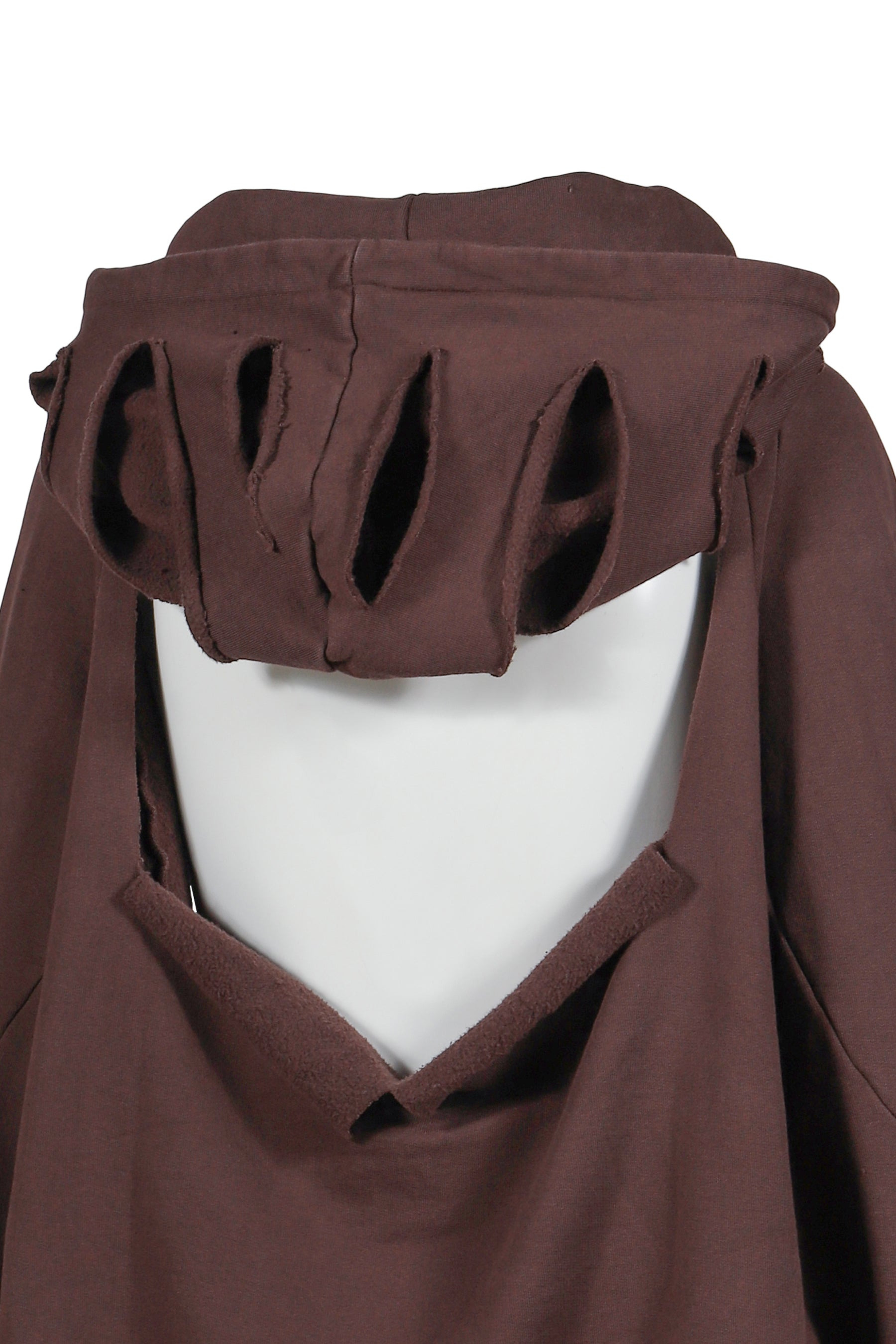DISTRESSED OVERSIZED MULTILINE HOODIE / BRW - 5