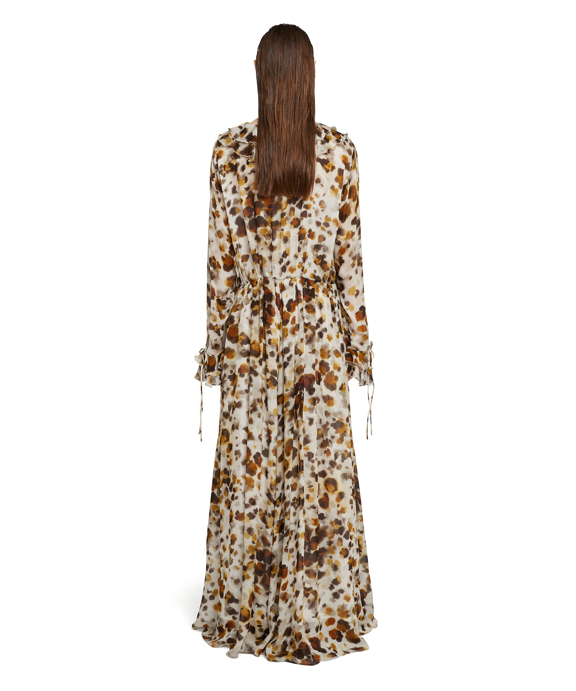 Long ruffled dress with georgette print - 3