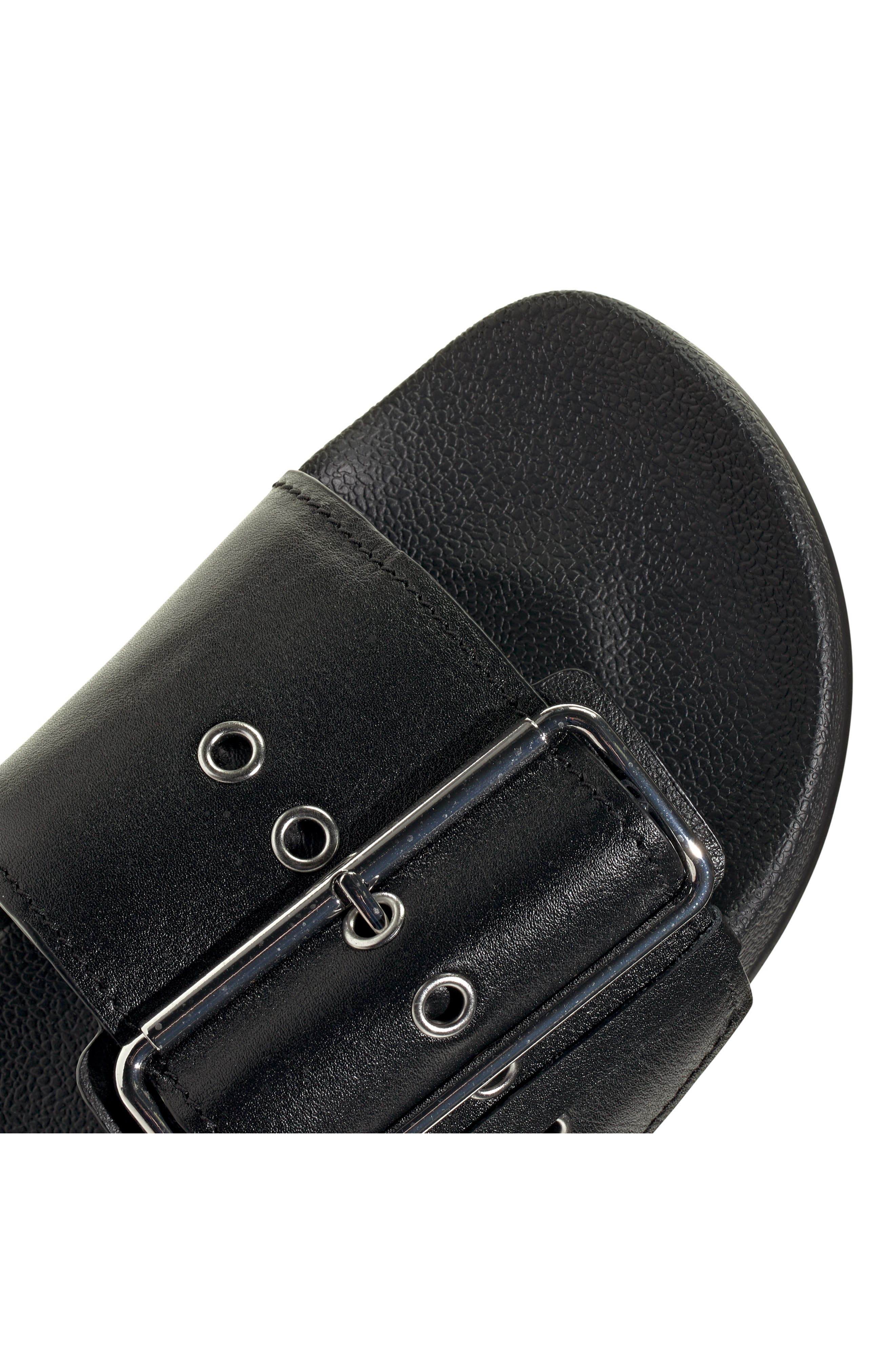 adidas Adilette Comfort Slide Sandal in Black/Black/Silver Metallic at Nordstrom - 9