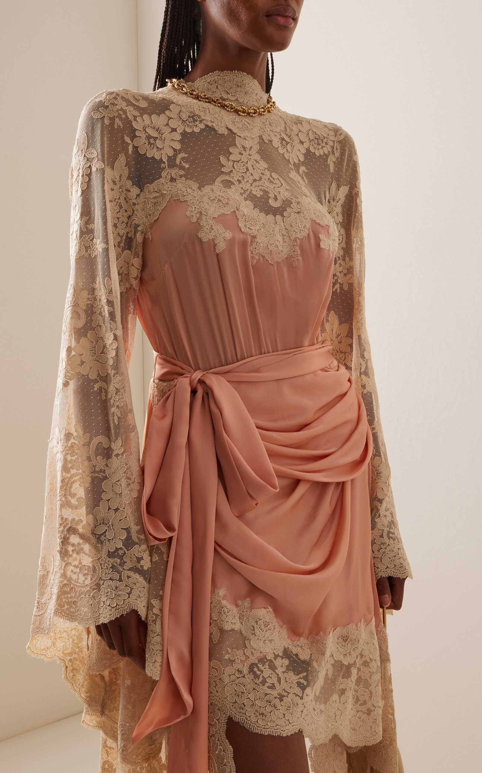 Hypnotic Draped Silk-Satin Dress light pink - 4
