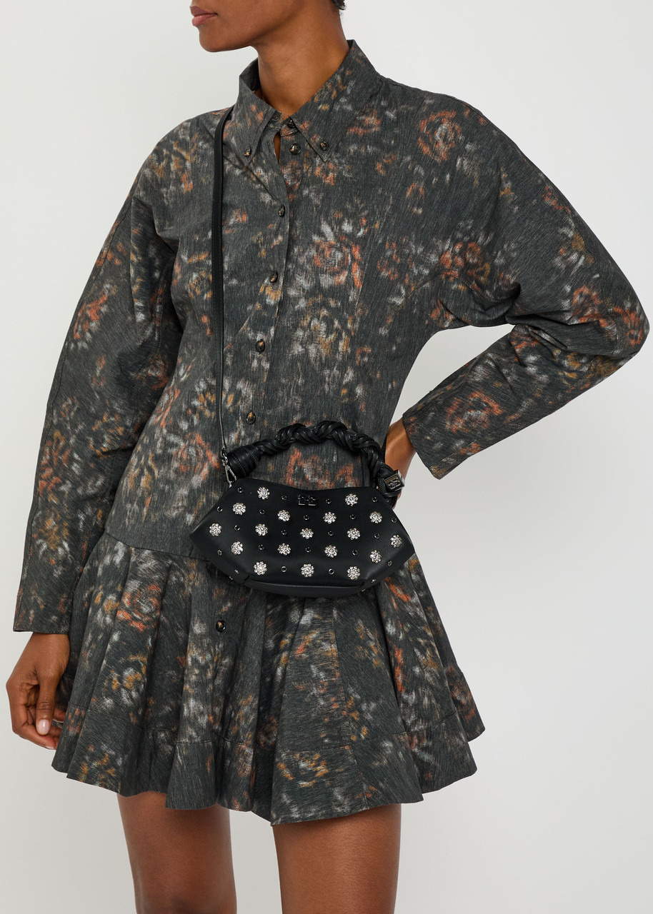 Ganni Bou Mini Crystal-embellished Satin top Handle bag - 5