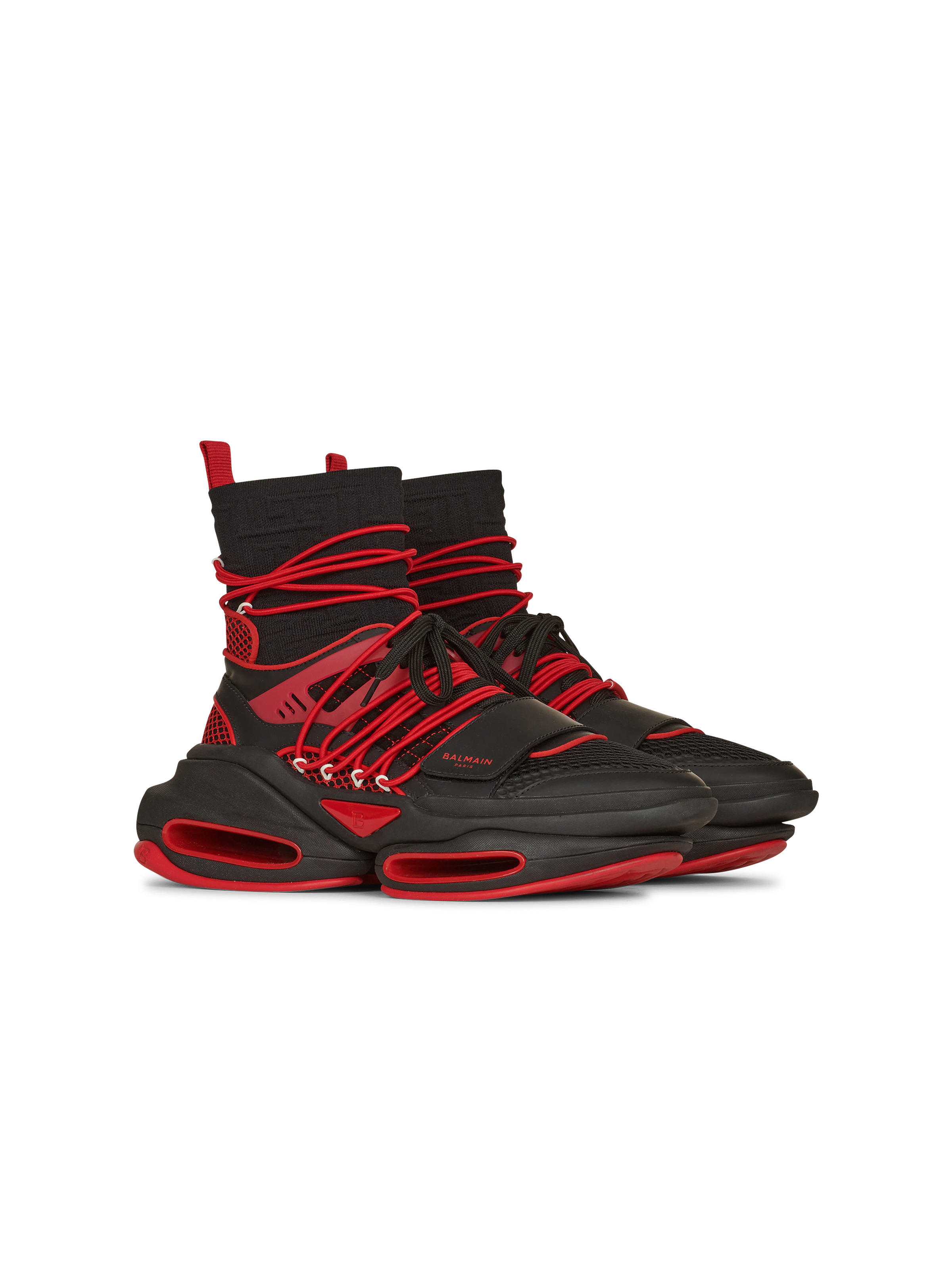 Bicolor knit and mesh B-Bold high-top sneakers - 2