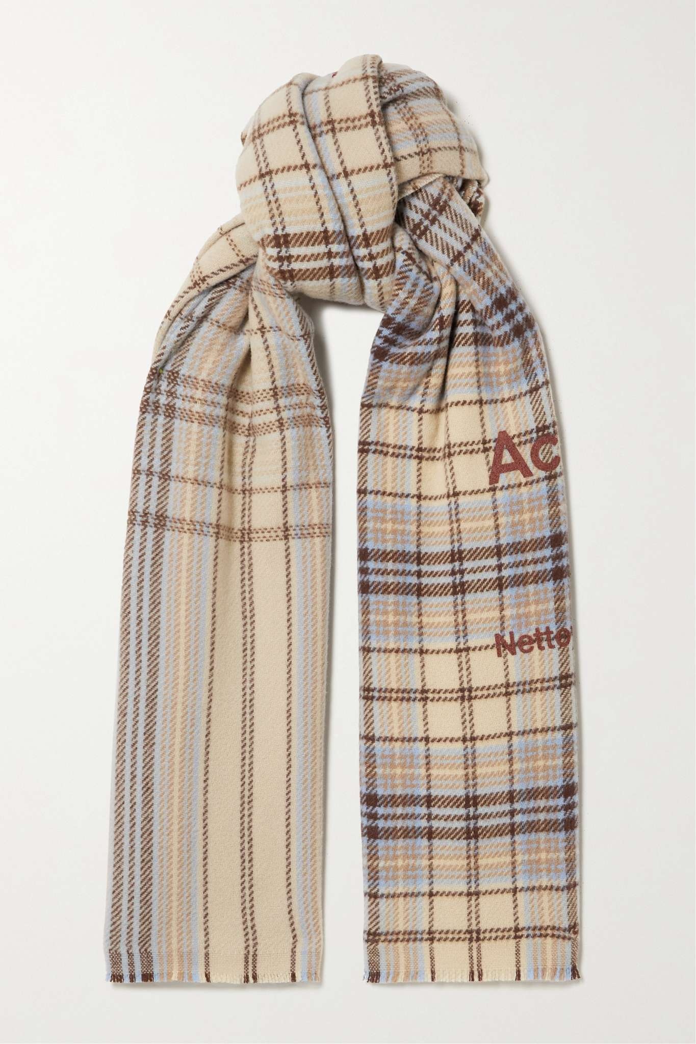 Cassiar printed checked wool scarf - 1