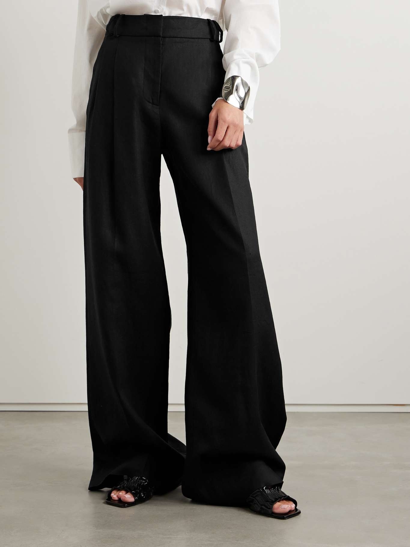 + NET SUSTAIN pleated linen wide-leg pants - 3