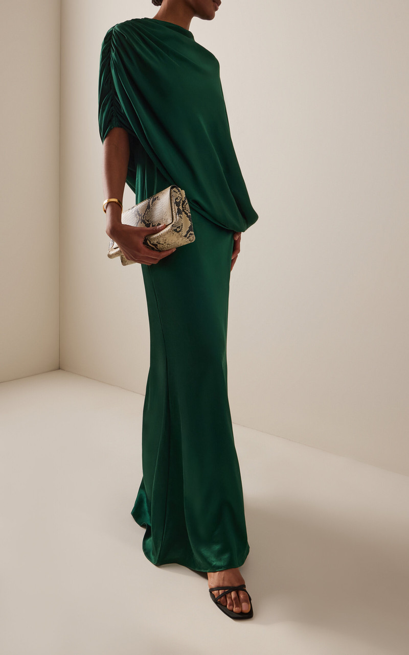 Exclusive The Talia Draped Silk-Satin Maxi Dress 3